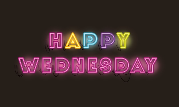 Premium Vector | Happy wednesday fonts neon lights