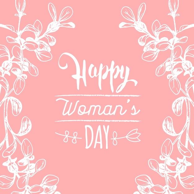 Premium Vector Happy Womans Day Handwritten Lettering Card Vintage