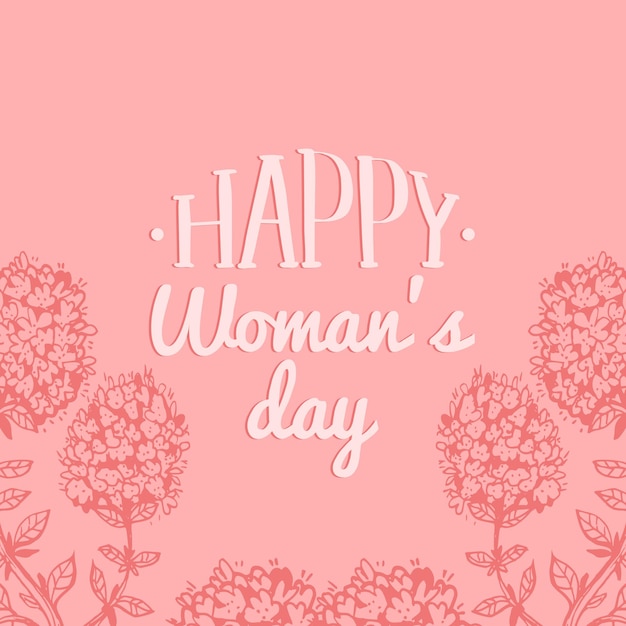 Premium Vector Happy Womans Day Handwritten Lettering Card Vintage Floral Background Vector 0269