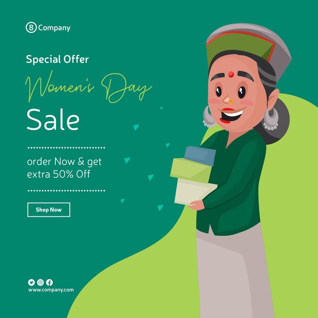 Premium Vector | Happy women's day special offer sale banner design ...