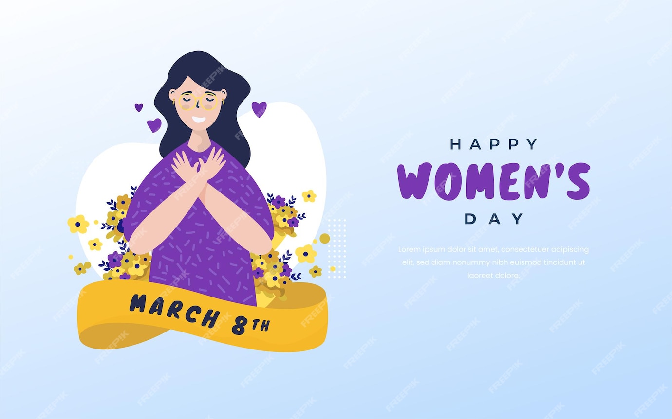 Premium Vector | Happy womens day on flat design banner