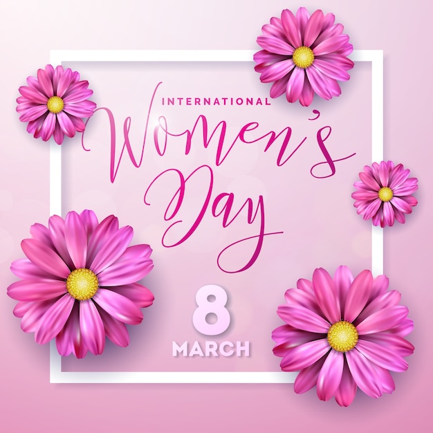 Premium Vector | Happy womens day floral greeting card design.