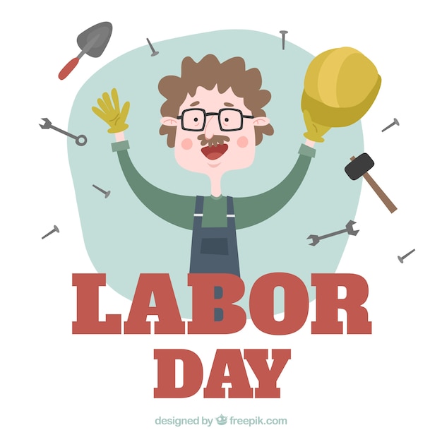 Happy worker celebrating labor day