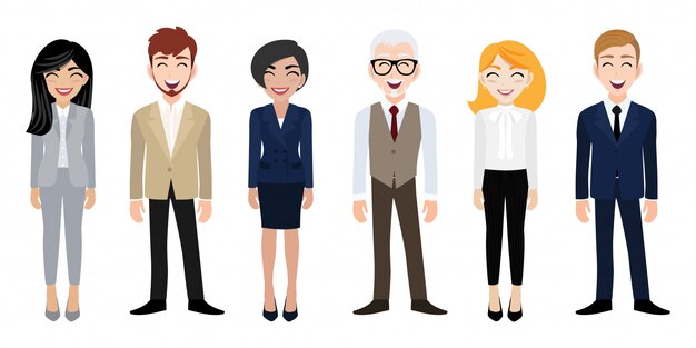 Premium Vector | Happy workplace with smiling men and women cartoon ...