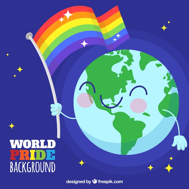 Free Vector Happy World Background With Flag Of Pride