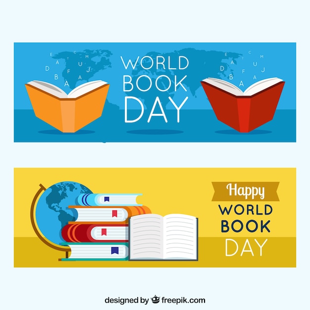 Free Vector | Happy world book day banners