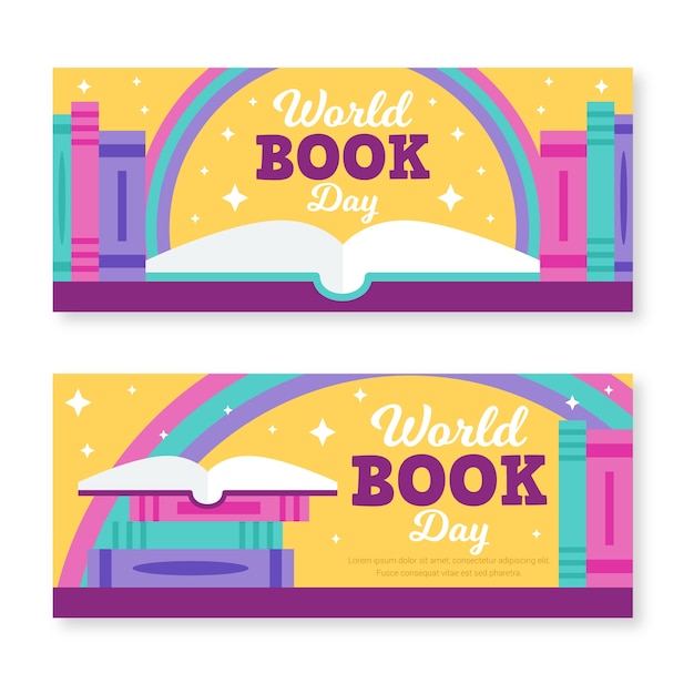 free-vector-happy-world-book-day-flat-design-banner