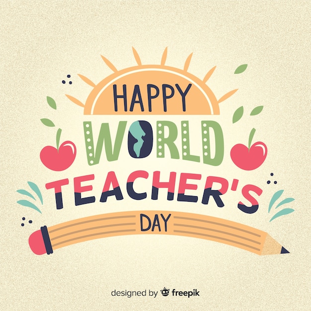 Premium Vector Happy world teachers day lettering