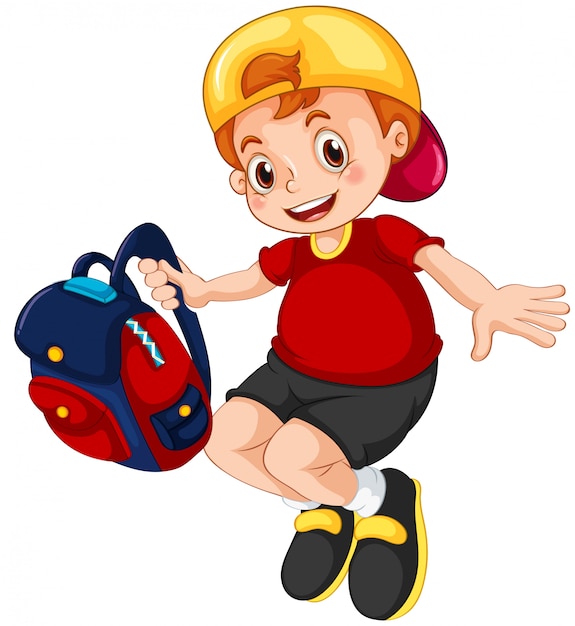 Download Happy young boy student character Vector | Free Download