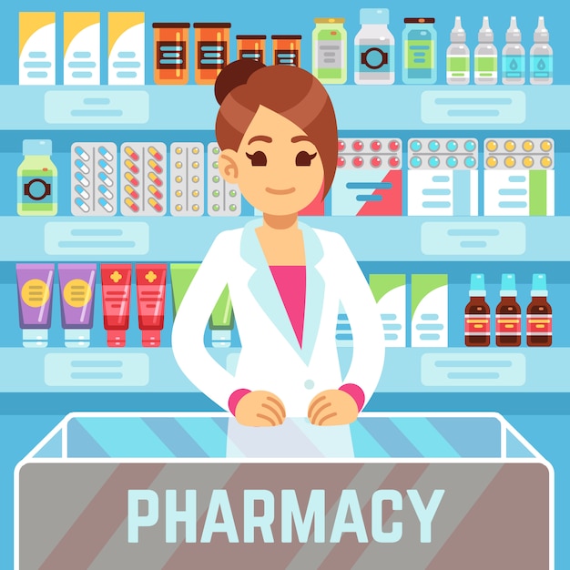 Clipart Happy Female Pharmacist Smiling And Standing At A