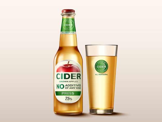 Download Premium Vector | Hard apple cider mockup, beverage glass bottle with label in illustration for uses