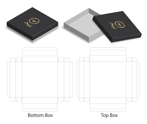 Download Hard paper box 3d mockup with dieline | Premium Vector