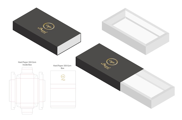 Download Hard paper slide box 3d mockup with dieline Vector | Premium Download