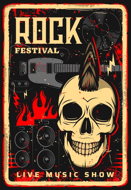 Premium Vector | Hard rock music festival poster