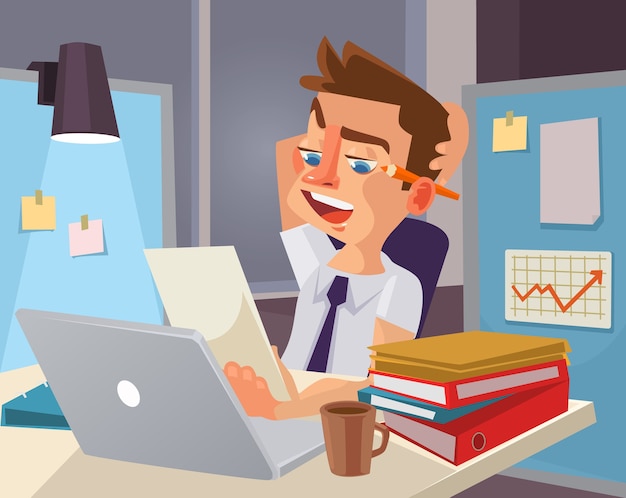 Premium Vector Hard Work Tired Office Worker Character Flat Cartoon Illustration 5638