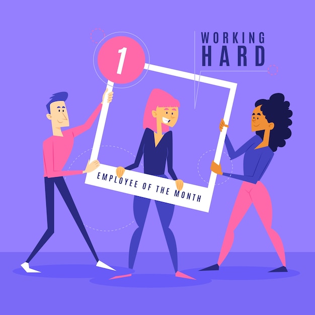 free-vector-hard-working-woman-for-employee-of-the-month