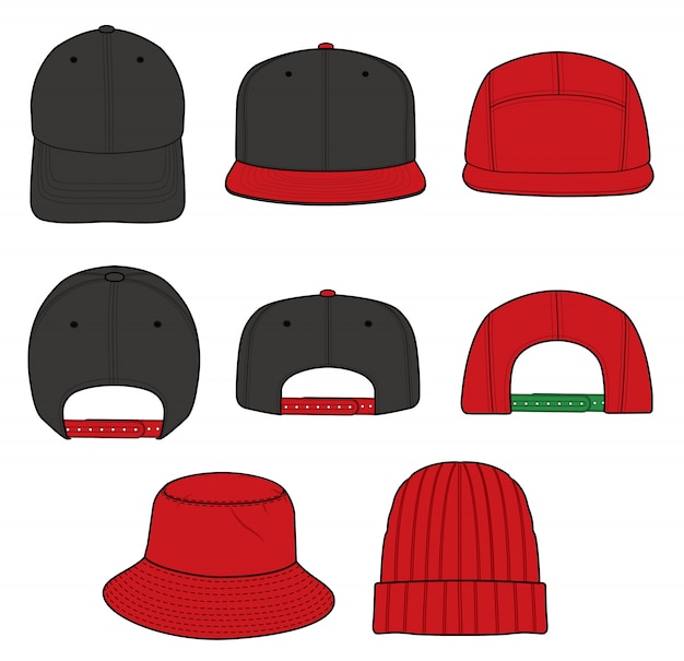 Download Free Hat Set Fashion Flat Sketche Vector Template Premium Vector Use our free logo maker to create a logo and build your brand. Put your logo on business cards, promotional products, or your website for brand visibility.