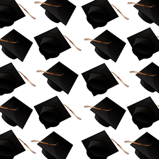 Premium Vector | Hats graduation pattern background