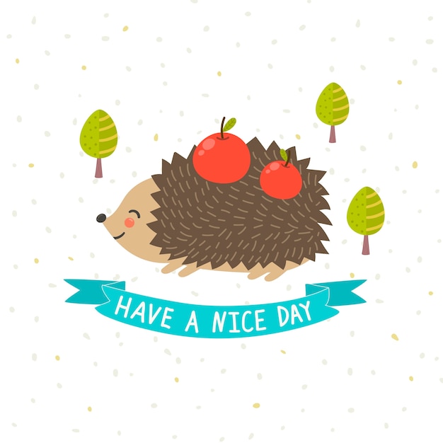 Premium Vector Have A Nice Day Card With A Cute Hedgehog