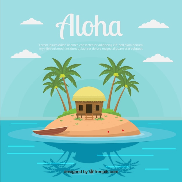 Free Vector | Hawaiian island background with palm trees
