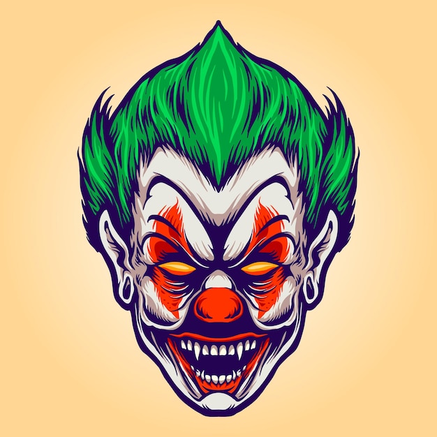 Premium Vector | Head angry joker clown vector illustrations for your ...