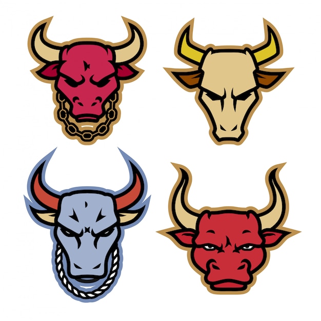 Premium Vector Head Bull Logo Designs With Chain On The Neck