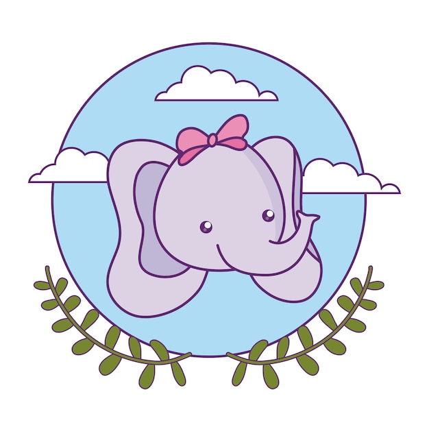 Download Head of cute little elephant baby with crown leafs ...