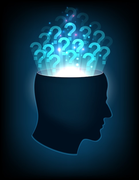 Premium Vector | Head of the human mind with question mark