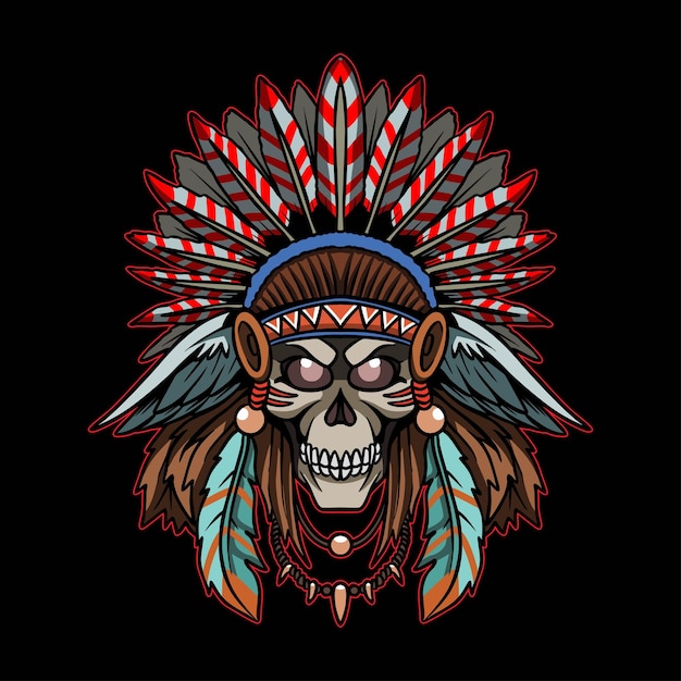 Premium Vector | Head of indian tribes chief illustration logo