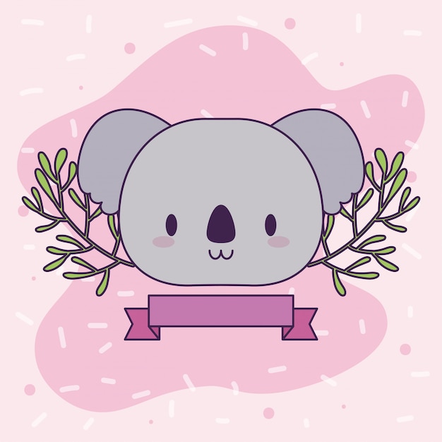 Premium Vector Head Of Koala Baby Kawaii With Decor