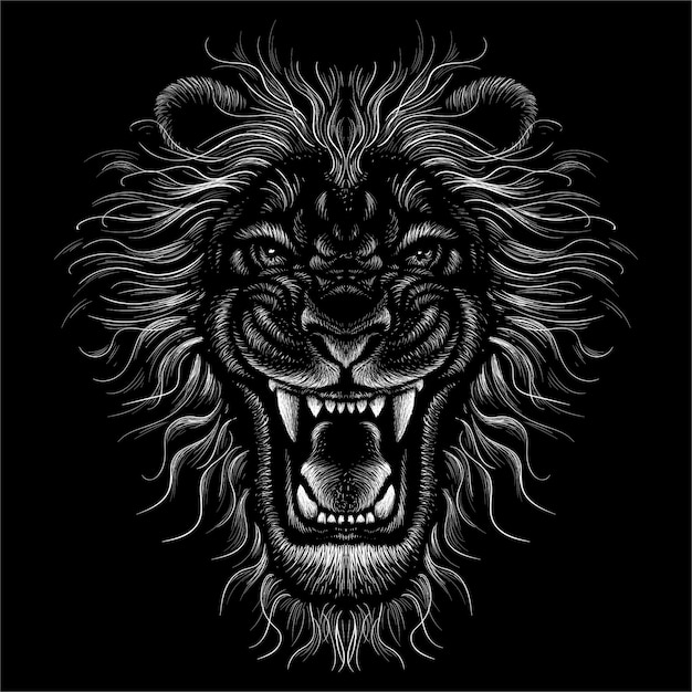 Premium Vector The Head Lion Draw