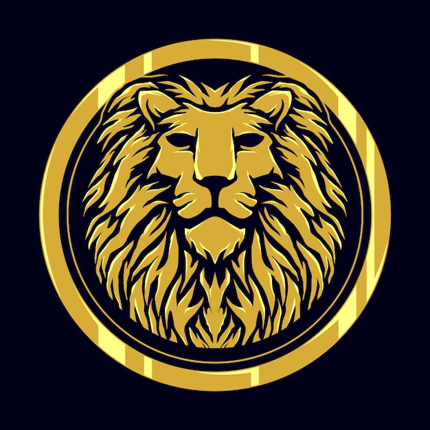 Head lion gold logo | Premium Vector