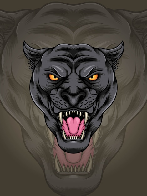 Premium Vector | Head muscular black panther illustration