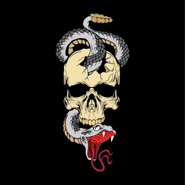 Head skull and snake | Premium Vector