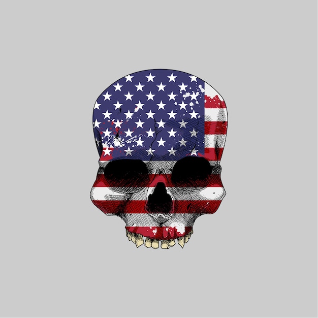 Download Head skull with usa grunge flag | Premium Vector