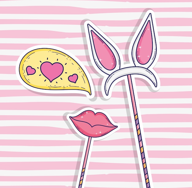 Download Headband rabbit ears with chat bubble | Premium Vector