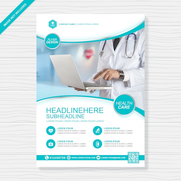Health care and medical cover a4 design template Premium Vector