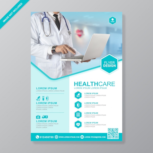 Health care and medical cover a4 flyer design template Premium Vector