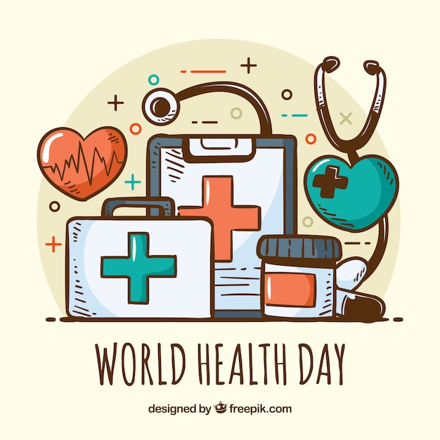 Health day background in hand drawn
style