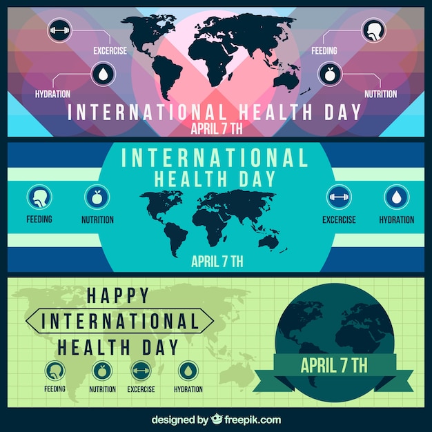 Health day banners with maps