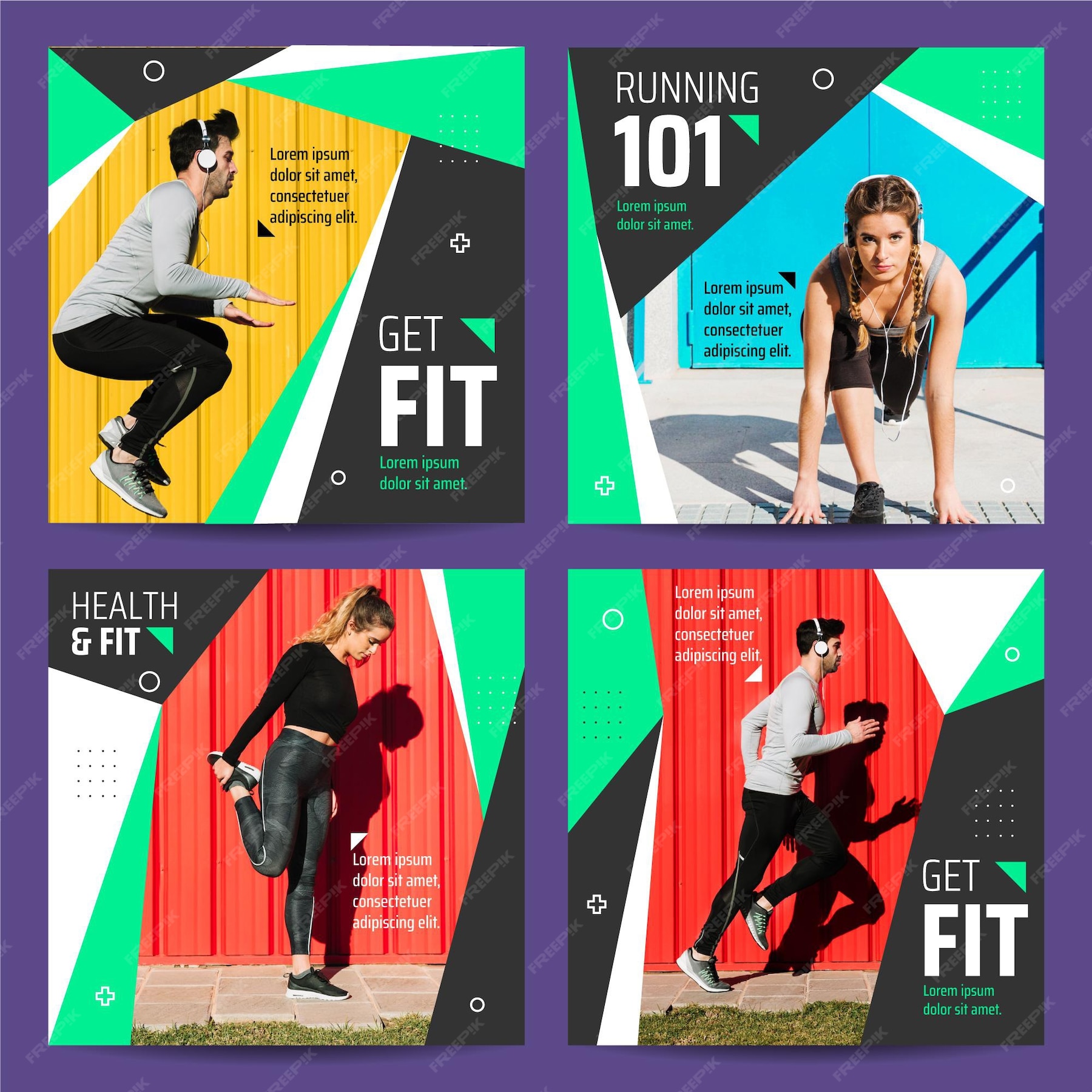 free-vector-health-and-fitness-instagram-posts-collection-with-photo