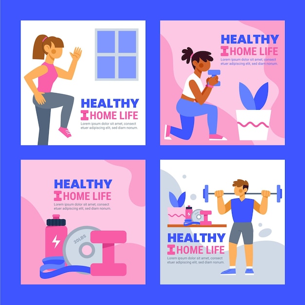 premium-vector-health-and-fitness-instagram-posts-collection