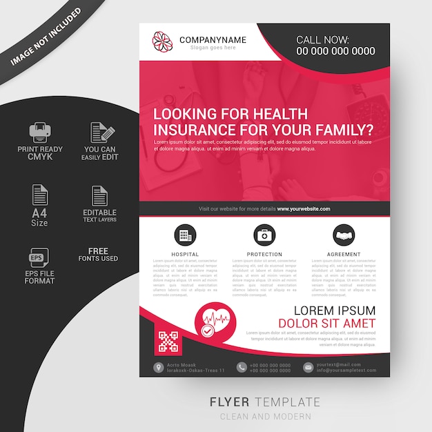 Premium Vector Health insurance flyer template
