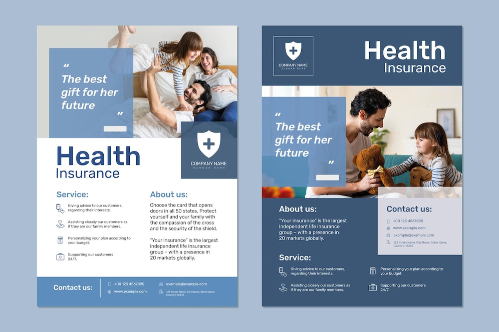 Free Vector | Health insurance template vector with editable text set