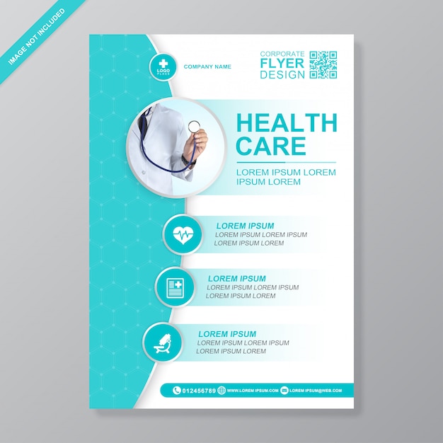 Healthcare and medical cover a4 flyer design template for printing Premium Vector