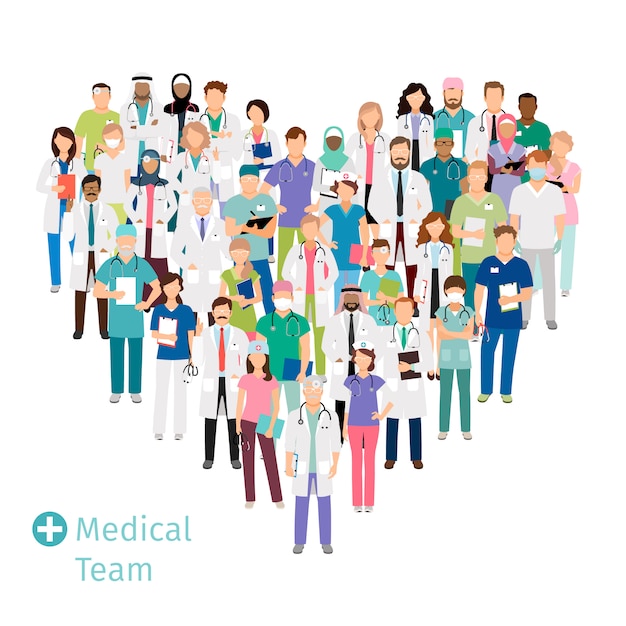 Healthcare Medical Team In Shape Of Heart. Hospital Staff Health ...