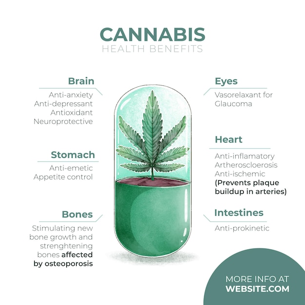 Free Vector | Healthy benefits of using medicinal cannabis