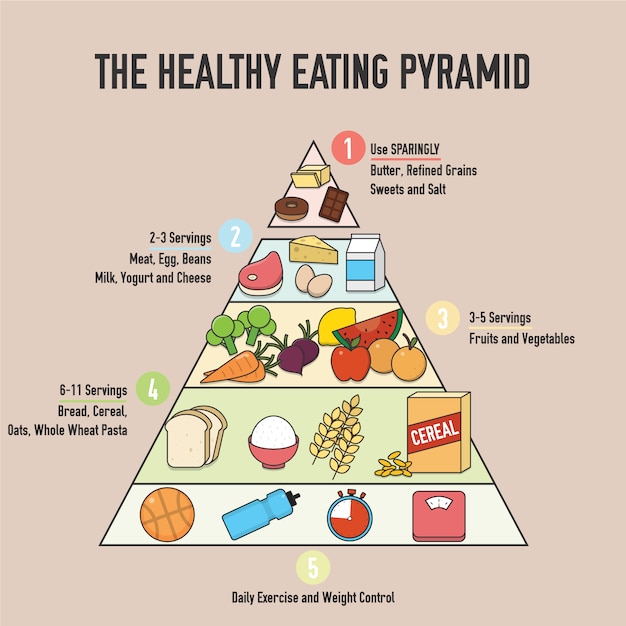 Free Vector | Healthy eating pyramid background