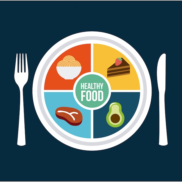 Premium Vector | Healthy food over blue background vector illustration