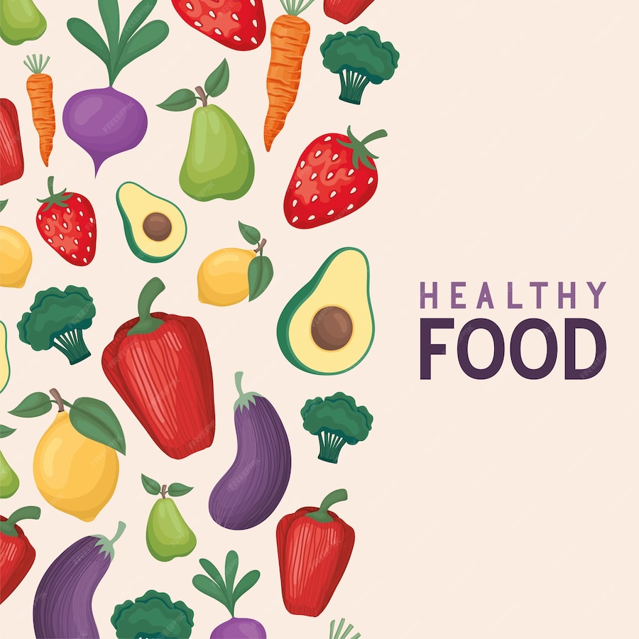 Premium Vector Healthy food card with food